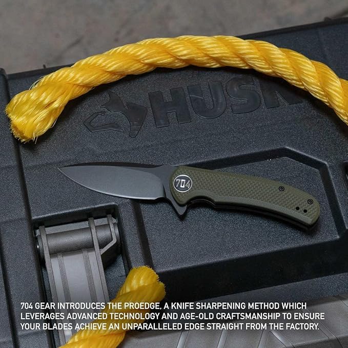 704 Gear Urban Ranger Lite V2 | EDC Folding Pocket Knife with Ambidextrous Thumbstud and Crossbar Lock | 2.91" Blade, 14C28N Steel, Reversible Pocket Clip | Black/Black