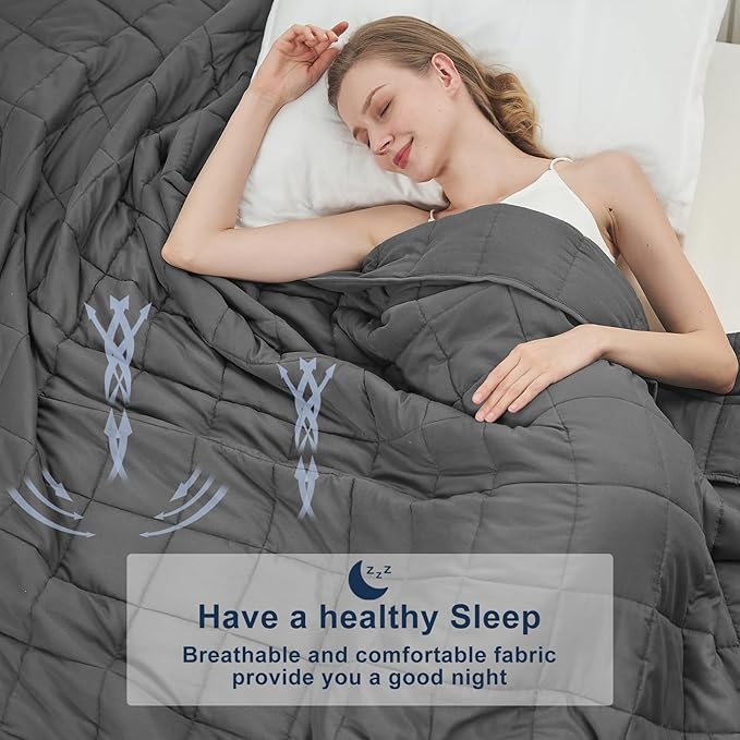 Weighted Blanket for Adults (25lbs, 88"x104" Cal King) - Cooling Heavy Blanket for 220-280lbs with Premium Glass Beads - Soft Thick Big Blankets for All-Season Sleeping Comfort Breathable- Grey