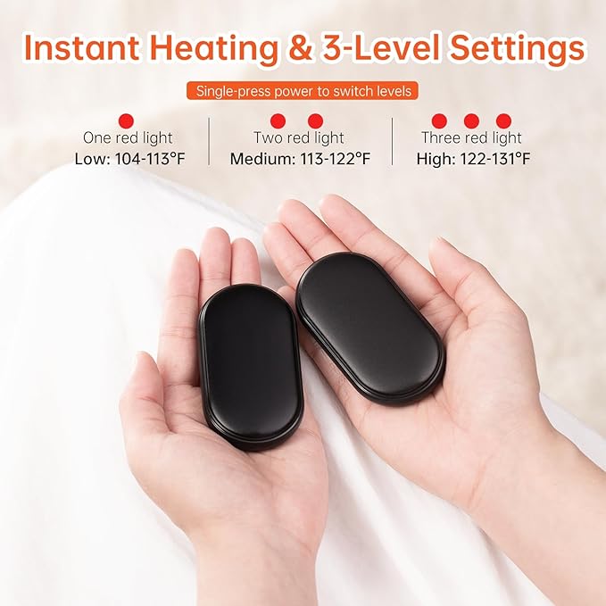 Magnetic Hand Warmers Rechargeable 2 Pack AI Smart Chips 3 Heat Settings Fast Heating, Portable Pocket Heater, Up to 8Hrs Warmth, Travel Essentials for Outdoor Camping, Gifts for Women Men