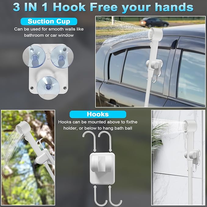 Portable Shower for Camping, 8000mAh Rechargeable Camping Shower Pump with 3X Stronger Water Flow, 5 Pressure Levels & 4 Shower Modes Outdoor Shower with Intelligent LED Display for Hiking Travel Pet