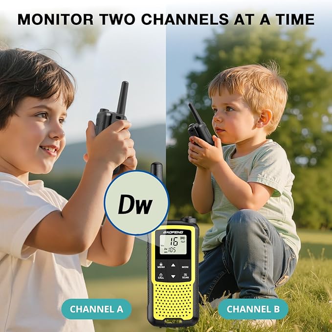 Baofeng BF-33C Walkie Talkies for Kids Rechargeable Battery, Long Range FRS Two-Way Radios, VOX, Dual Watch, USB-C Charging, NOAA, Call Tone, Flashlight, for Outdoor Play & Family Adventures, 3 Pack