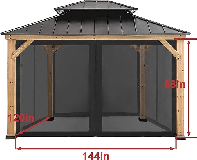 CoastShade Universal Replacement Canopy Mosquito Netting Screen Sidewalls Only for 10' x 12' Gazebo Canopy