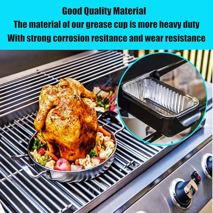 Grease Pan Replacement Charbroil 9328812P06 Metal Disposable Grill Grease Cup Holder, Char broil Grease Pan G416-0015-W1 Drips pan (Black Holder)