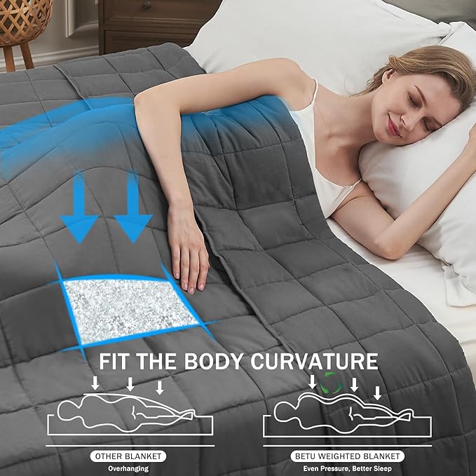 Weighted Blanket for Adults (25lbs, 88"x104" Cal King) - Cooling Heavy Blanket for 220-280lbs with Premium Glass Beads - Soft Thick Big Blankets for All-Season Sleeping Comfort Breathable- Grey