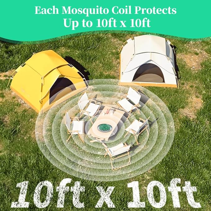 16 Pack Natural Mosquito Coils with 1 Holder & 6 Stands, Long-Lasting Outdoor Mosquito Repellent for Patio, Camping, Yard, Garden, Backyard, 4-5 Hours Burn Time, Effective Citronella Mosquito Killer