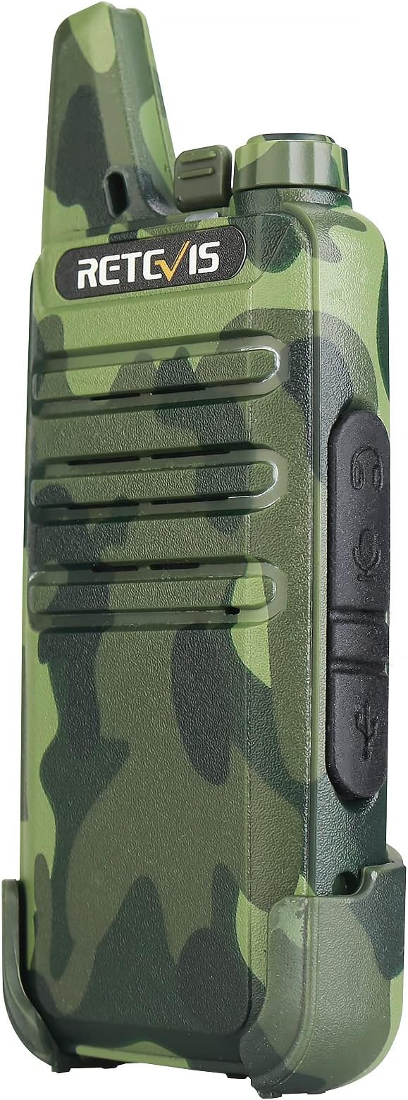 Retevis RT22 Walkie Talkies with Earpiece, Portable FRS Two-Way Radios, Camouflage, Compact, Lightweight, VOX Hands Free, Handheld 2 Way Radio with Headsets(10 Pack)