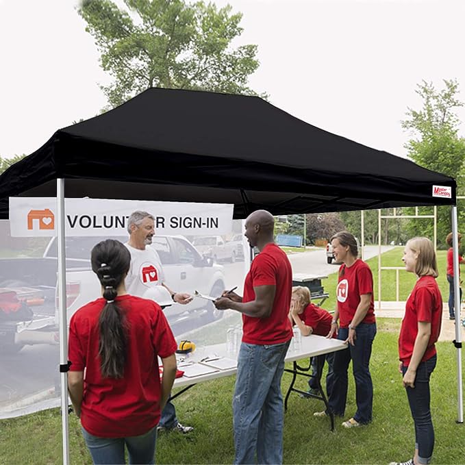 MASTERCANOPY Heavy Duty Pop-up Canopy Tent with Sidewalls (10x15,Black)