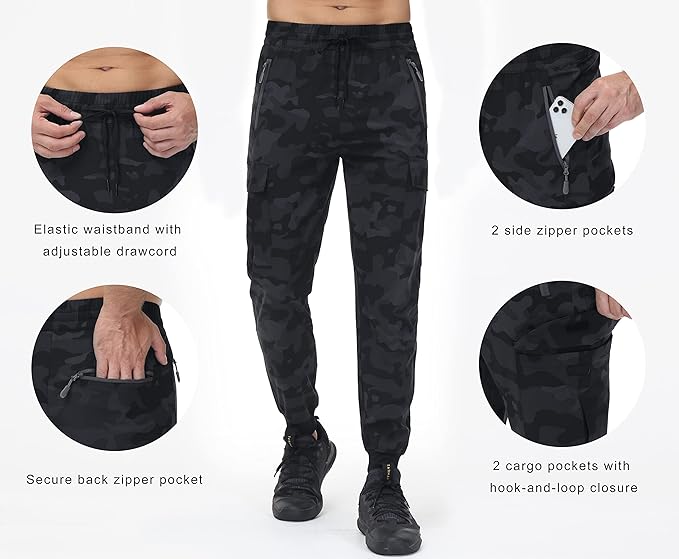 Libin Men's Lightweight Joggers Quick Dry Cargo Hiking Pants Track Running Workout Athletic Travel Casual Outdoor