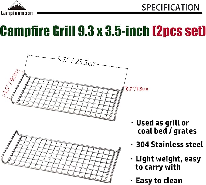 CAMPINGMOON 304 Stainless Steel Cooking Grates for Camping Stove Grill Campfire Open Fire MTG-G,MTG-2G,MTG-JS,MTG-JL