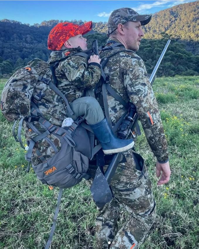 SPIKA Hunting Backpacks for Men, Meat Hauler Frame Pack with Rifle Holder, 40L/80L Extendable + Capacity for Bow Rifle Gun