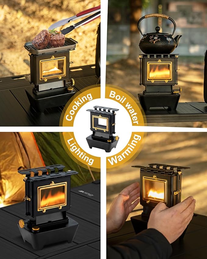 Camping Oil Lantern,Oil Lamp with Cooker Stove,Fuel Lamp for Outdoor,Portable Oil Lamp,Portable and Convenient for Heating and Cooking (Black)