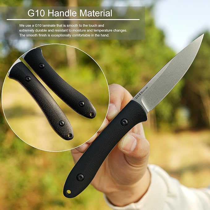 Small Fixed Blade Knife,Full Tang Design knife.3.27inch DC53 Steel Blade and G10 Handle,with Kydex Sheath,Fixed EDC Tactical Knife for Men Women,Outdoor Hiking Camping Knives