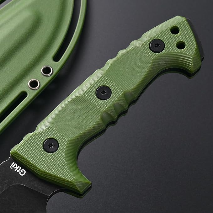 GTK7 Fixed Blade Knife DC53 Steel Blade Full Tang Nylon Fiberglass Handle EDC Fixed Knifes for Outdoor Camping Hunting (green)