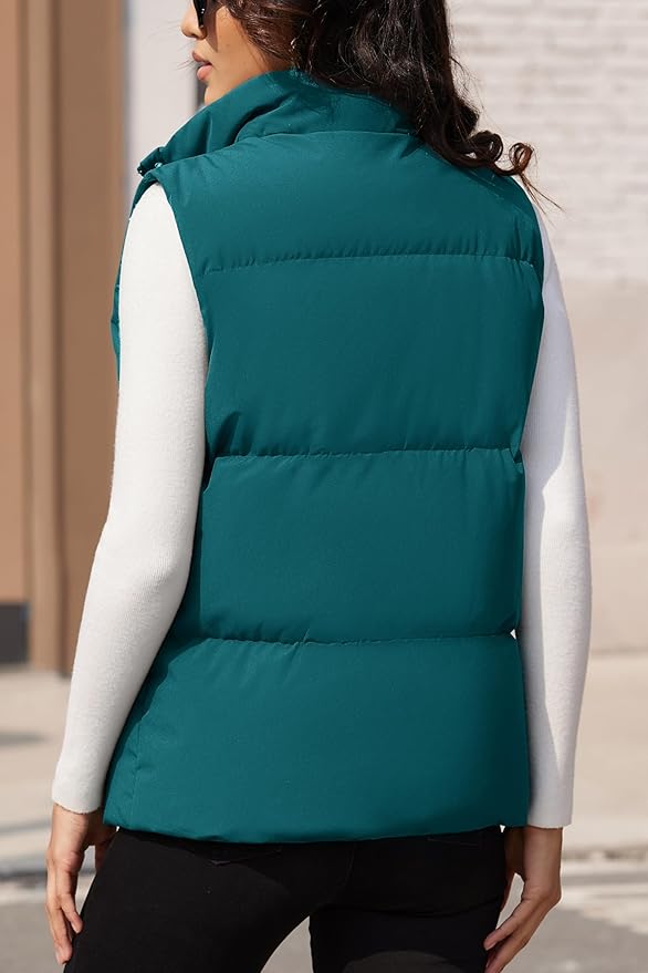 MAGCOMSEN Women's Puffer Down Vest Oversized Zip Up Outerwear Lightweight Winter Padded Gilet Jacket with Pockets