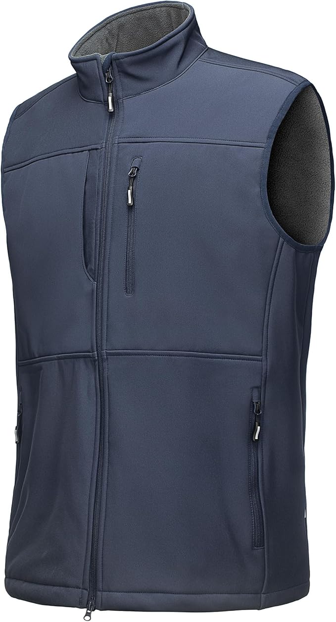 Outdoor Ventures Men's Running Vest Outerwear, Lightweight Windproof Fleece-Lined Softshell Sleeveless Jacket for Golf
