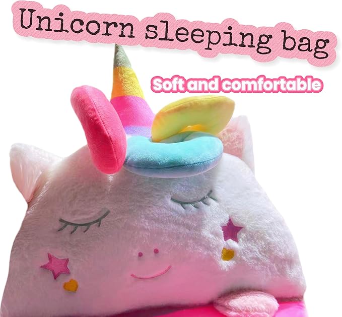 Sleeping Bag for Kids, Preschool Nap Mat, Toddler Sleeping Bag with Pillow for Daycare, Ages 3+, Large Size