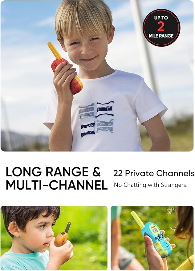 FOREDOM Rechargeable Walkie Talkies for Kids Walkie Talkies Long Range for Boy & Girl Age 3 to 12 Year Old Birthday Toys - 3 Pack