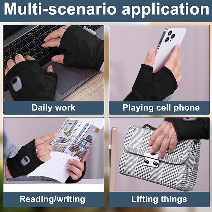 ZRW Portable Heated Gloves with Digital Display, Rechargeable Smart Thermostatic Fingerless Gloves