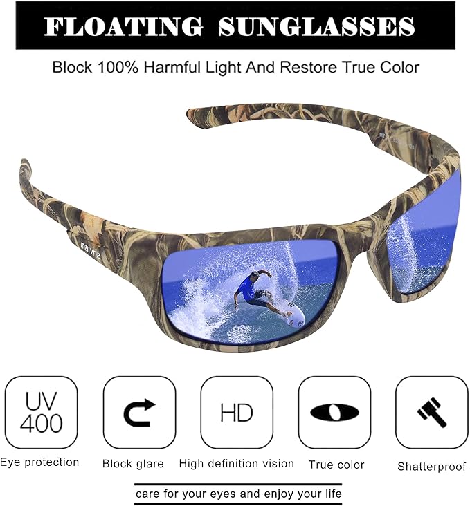 Floating Polarized Fishing Sunglasses for Men UV Protection Fishing Glasses Boating Kayaking Water Sport Glasses