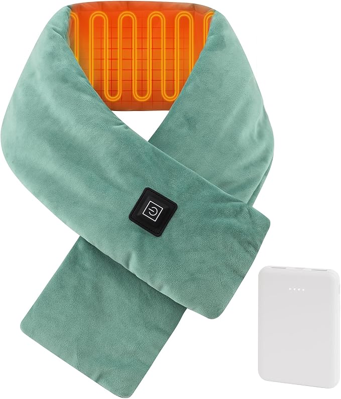 Heated Neck Wrap with 5000 mAh Power Bank, Cordless Heating Pad with Adjustable 3 Heat Settings, Soft Neck Warmer for Pain Relief, Muscle Relaxation, Portable Heated Neck Scarf