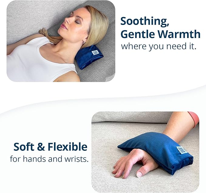 Mini - Microwavable Heating Pad & Reusable Cold Pack - Weighted Heating Pad for Cold Hands, Sore Neck, Achy Wrists - 4” x 8” - 1 lb (Oasis Blue)