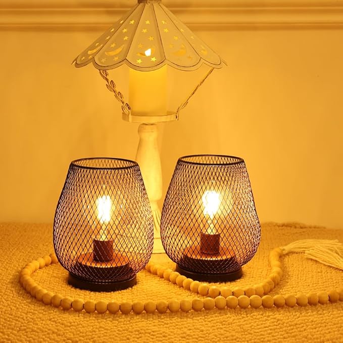NEEDOMO 2 Pack Rechargeable Lamp Outdoor Table Lantern, Cordless Table Lantern with Timer Mode, Vintage Decorative Lights Cordless Lamp Indoor Outdoor Patio Bedroom Living Room with LED Bulb