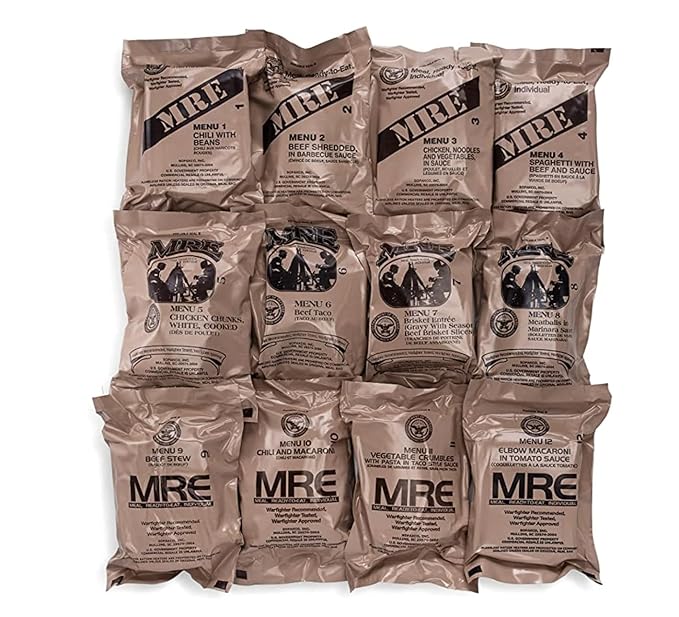 Wornick MRE Meals Ready to Eat, Inspection 2024, 2025 or Better, Emergency Food Supply, Survival Camping Outdoor 12 Pack (Random Bundle (A or B), 2, Count)