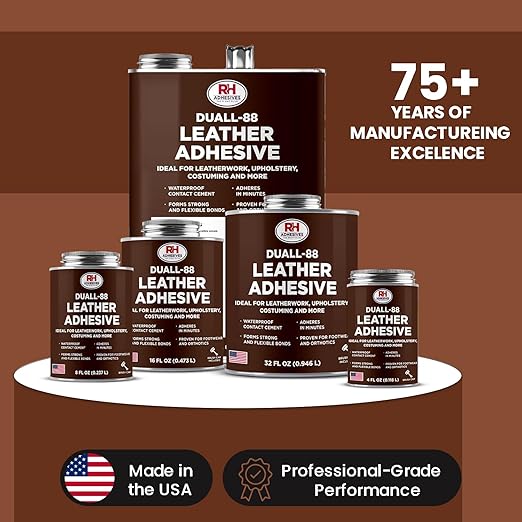 Duall-88 Leather Adhesive, 4 oz. can - Leather Repair Glue, Crafting, DIY, Upholstery, Waterproof, Heat Resistant, Flexible, Long Lasting, High Strength, RH Adhesives
