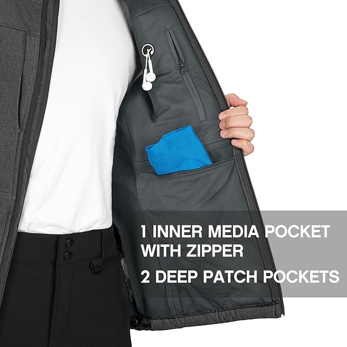 Outdoor Ventures Men's Running Vest Outerwear, Lightweight Windproof Fleece-Lined Softshell Sleeveless Jacket for Golf