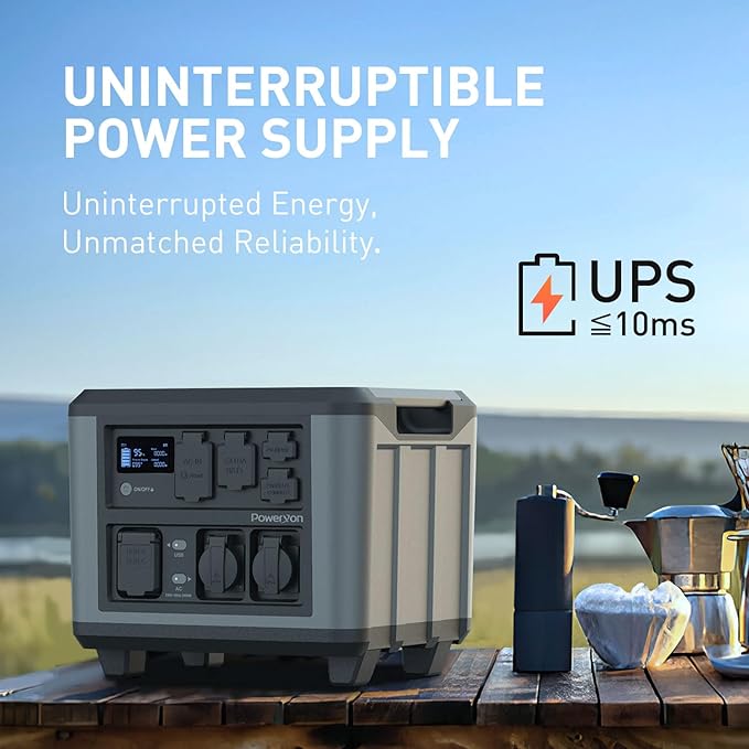 Portable Power Station, 2000W(Peak 4000W) Solar Generator, 1500Wh, 1.5 Hrs Full Charging LiFePO4 Battery Backup Solar Powered Generator for Home Emergency Camping RV