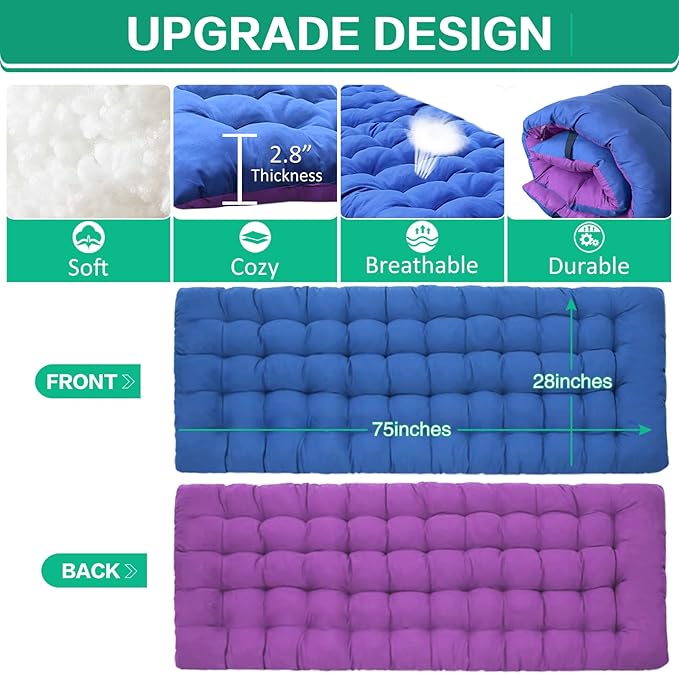 2 Pack Camping Cot with Mattress Comfortable Cot Bed Folding Cot Heavy Duty Cots for Sleeping with Carry Bag for Adults Kids Guest Bed Outdoor Indoor Home