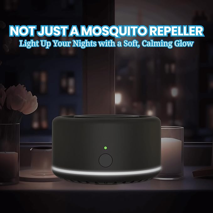 Mosquito Repellent Outdoor Patio, Bug Repellent Outdoor Portable Insect Repeller Rechargeable Mosquito Deterrent Device Camping Hiking (Black, 2 Refills)