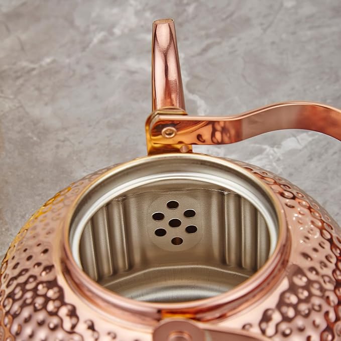 SANQIAHOME Antique 1.2L (40Oz) Stainless Steel Teapot with Infuser copper