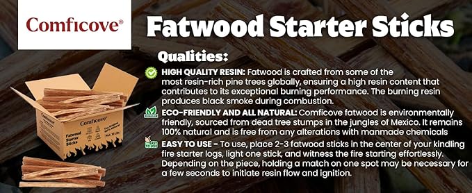 40 lbs. Fire Starter Fatwood Sticks Camping Essentials | Great Fire Logs and Fire Starters for Campfires, Wood Stoves, Bonfires, Fireplaces