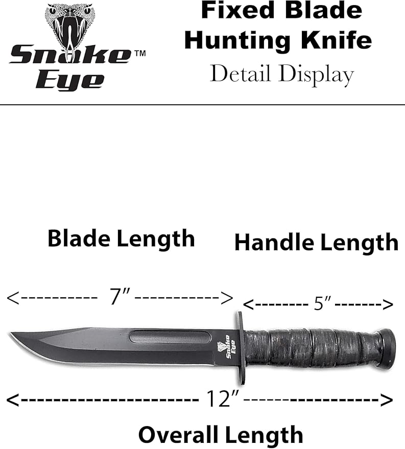 Snake Eye Tactical Heavy Duty Fixed Blade-Hunting Camping & Outdoor Knife (BKPB)