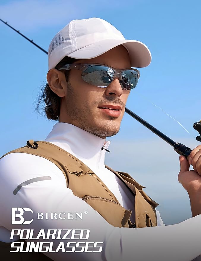 BIRCEN Polarized Sport Sunglasses for Men: UV Protection Fishing Shades for Golf Baseball Driving Motorcycle BC3065