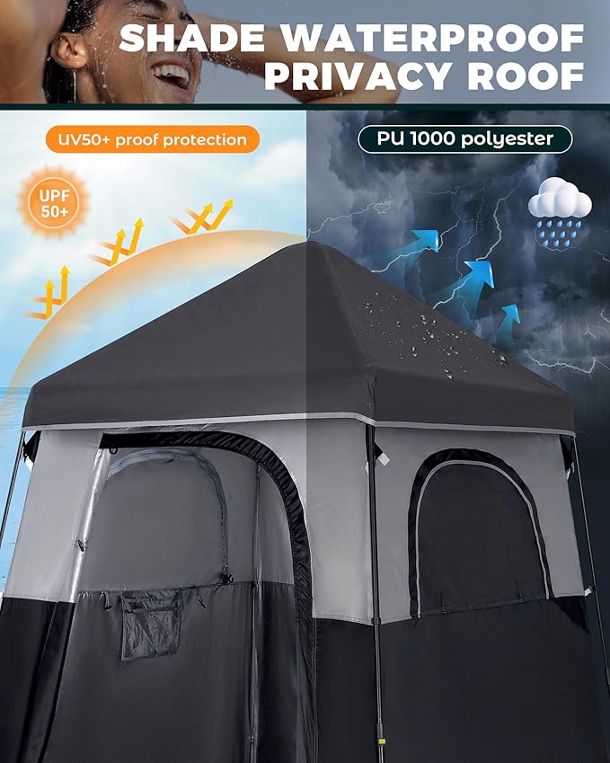 KingCamp Instant Shower Tent, Portable Superior Stable Privacy Shelter, Large Room Outdoor Toilet Tent with Floor for Beach, Camping & Hiking, Setup in Under 60s