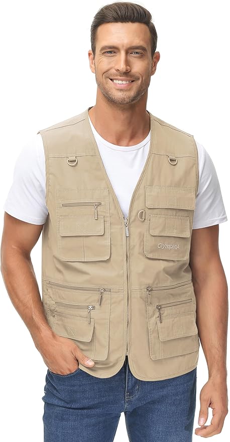 Lentta Men's Fishing Vest Summer Outdoor Lightweight Work Photo Vest 16 Pockets