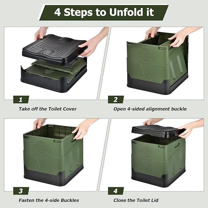 Portable Foldable Camping Toilet for Adult, Large Travel Porta Potty for Men&Women, Car/Caravan/Camper Toilet/Travel/Mobile Toilet, Lightweight & Multifunctional