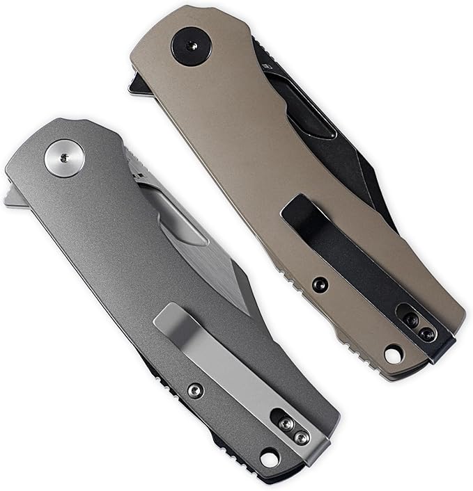 Petrified fish PFP03 Victor,3.58" K110 Satin Blade,140g Micarta Handel Flipper Liner lock Folding knife (Blue Satin)