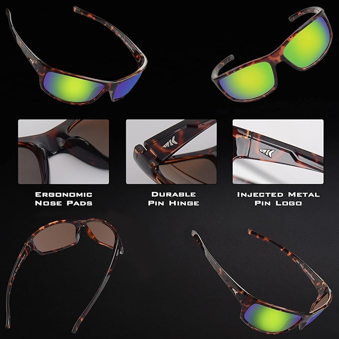 KastKing Kateel Polarized Sport Sunglasses for Men and Women, Ideal for Driving Fishing Cycling and Running,UV Protection