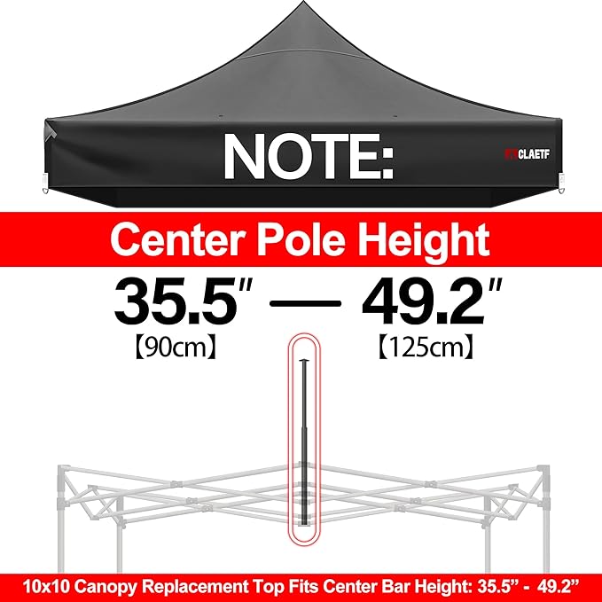 10x10 Canopy Replacement Top for Pop Up Canopy Tent - 4 Drainage Holes,10x10ft Canopy top Suitable for Most of The Standard Canopy(top only, Black)