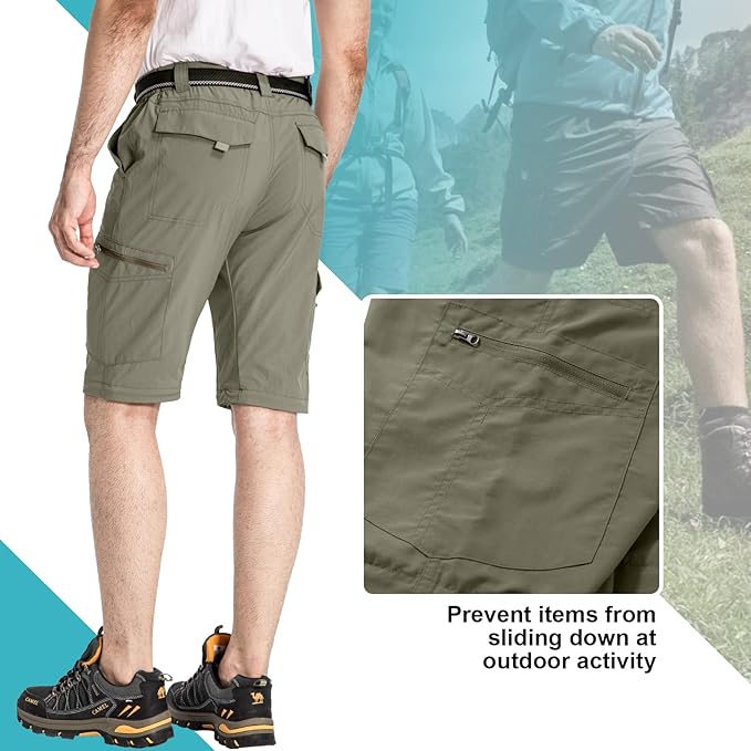 Mens Hiking Pants Convertible Lightweight Quick Dry Zip Off Fishing Safari Camping Travel boy Scout Pants