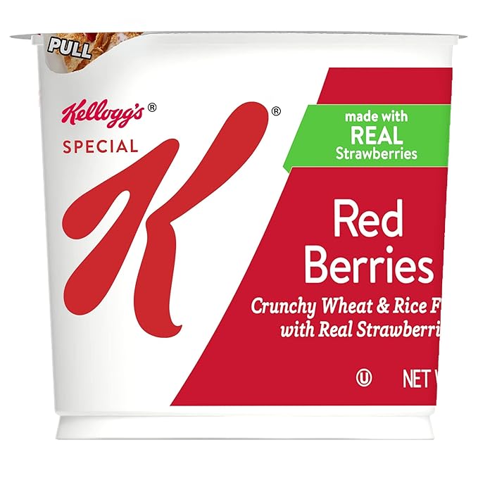 Kellogg’s Special K Breakfast Cereal Cups, 11 Vitamins and Minerals, Made with Real Strawberries, Red Berries, 30oz Case (12 Cups)