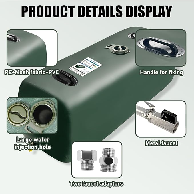 Drinking Water Storage Container,100 Gallon Portable Water Storage Bladder, RV Foldable Water Tank, Can Be Used For Storing Drinking Water, Camping, Traveling, Wilderness Survival Patrols, Etc.