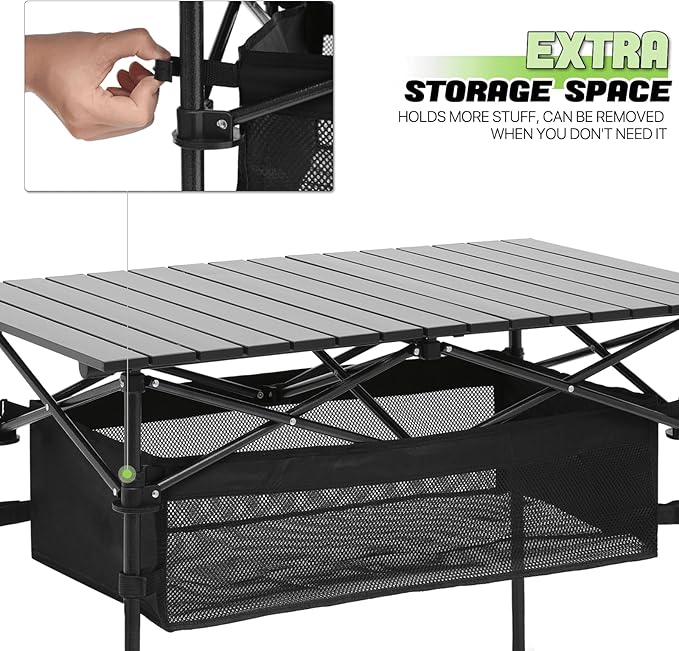 Outdoor Folding Portable Picnic Camping Table, Aluminum Roll-up Table with Easy Carrying Bag, with Mesh Storage Bag for Indoor,Outdoor,Camping, Beach,Backyard, BBQ, Party, Patio, Picnic(medium)
