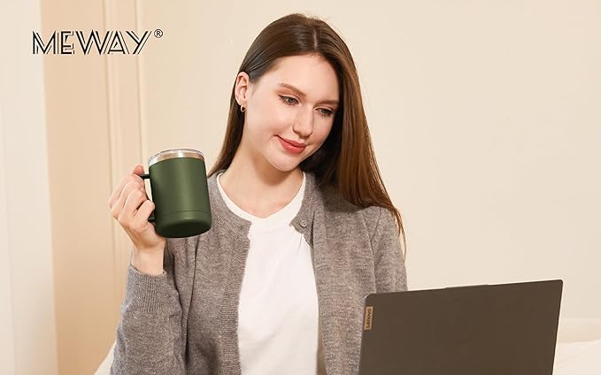 MEWAY 12oz Coffee Mug With Handle 4 Pack Bulk,Stainless Steel Insulated Travel Tumblers With Sliding Lid,Double Wall Vacuum Camping Cup for Hot & Cold Drinks Tea (Multicolor,Set of 4)