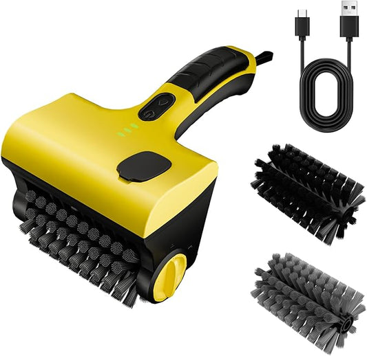 2 in 1 Electric Grill Brush, Rechargeable Barbecue Grill Cleaner with 2 Brush Heads, 360° Rotating Cleaning Brush Grill Accessories