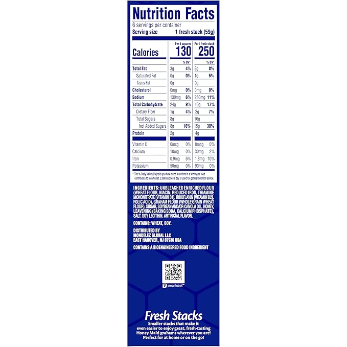 Honey Maid Fresh Stacks Graham Crackers, Bulk Travel Snacks, 6 Boxes (36 Multi Snack Packs)