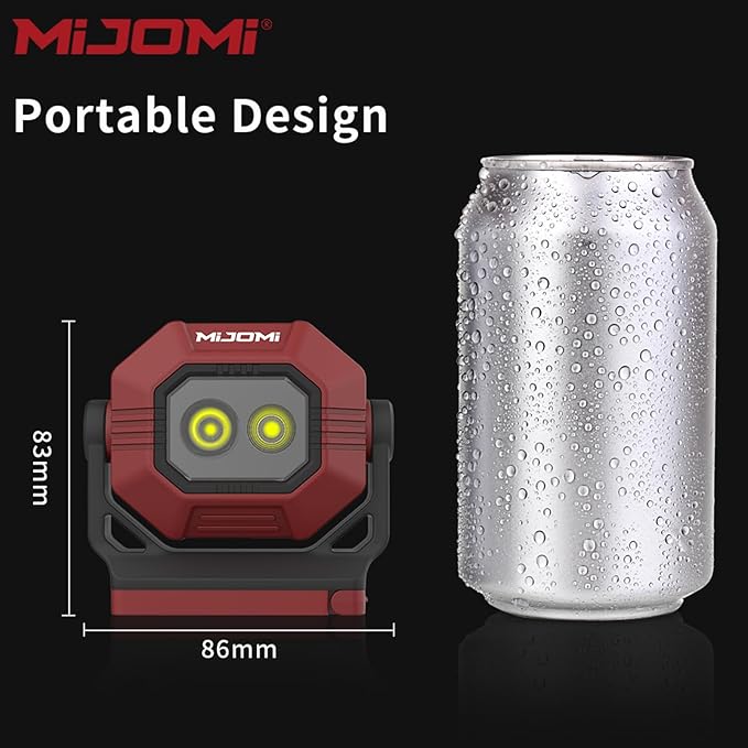 W30 Magnetic LED Work Light IP54 Waterproof, Dual LED Lights Super Bright Rechargeable Work Light, Ultralight 360°Rotating Portable Light with Hook for Car Repair, Camping, Emergency